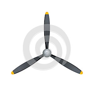 Plane blade propeller, vector airplane wood engine logo icon. Aircraft propeller fan