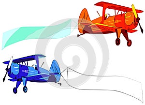 Plane with blank sky banner, vector illustration