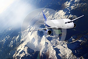 Plane blue sky cloud travel transportion airplane mountains