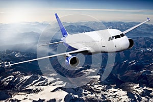 Plane blue travel transportion airplane mountains