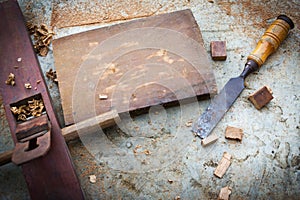 A plane in a carpentry workshop.