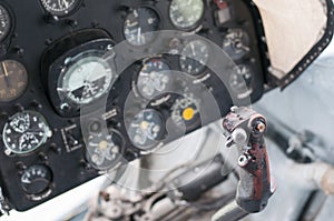 Plane cockpit, old aircraft