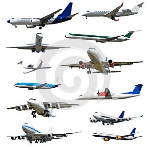 Plane collection isolated on a white background. High resolution