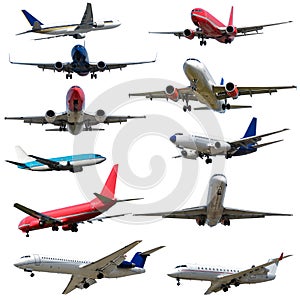 Plane collection isolated on a white background. High resolution