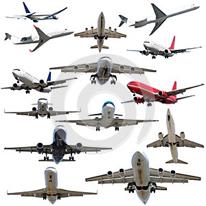 Plane collection isolated on a white background. High resolution