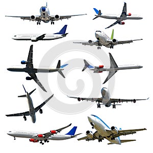 Plane collection isolated on a white background. High resolution