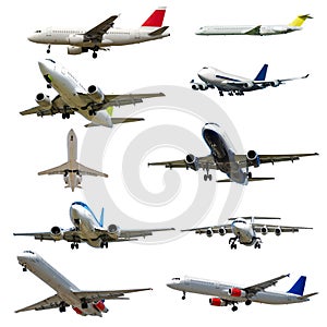 Plane collection isolated on a white background. High resolution