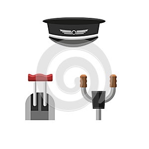 Plane controls vector illustration. Airplane steering devices.