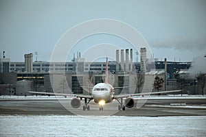 Plane doing taxi in Munich Airport, MUC