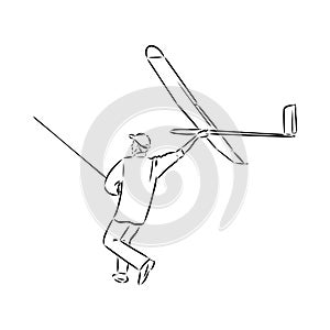 plane drawing on white background, airplane model sports, vector sketch