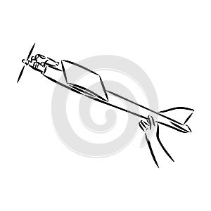 plane drawing on white background, airplane model sports, vector sketch