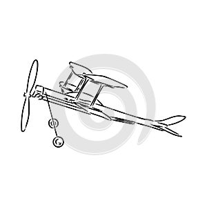 plane drawing on white background, airplane model sports, vector sketch