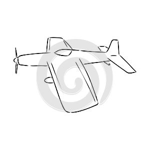 plane drawing on white background, airplane model sports, vector sketch