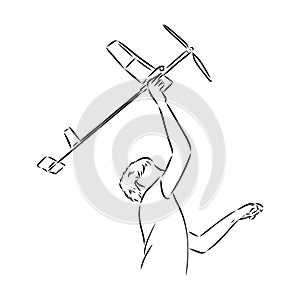 plane drawing on white background, airplane model sports, vector sketch