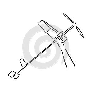 plane drawing on white background, airplane model sports, vector sketch