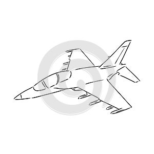 plane drawing on white background, airplane model sports, vector sketch