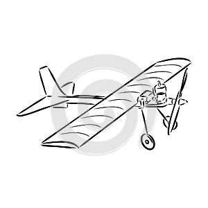 plane drawing on white background, airplane model sports, vector sketch