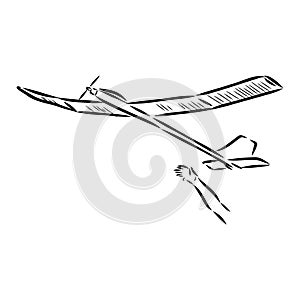 plane drawing on white background, airplane model sports, vector sketch