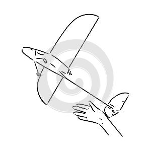 plane drawing on white background, airplane model sports, vector sketch