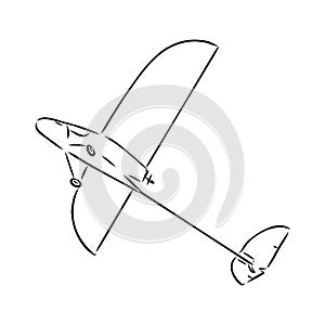 plane drawing on white background, airplane model sports, vector sketch