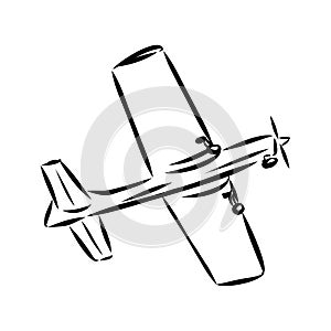 plane drawing on white background, airplane model sports, vector sketch