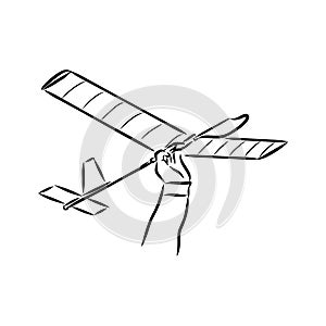 plane drawing on white background, airplane model sports, vector sketch