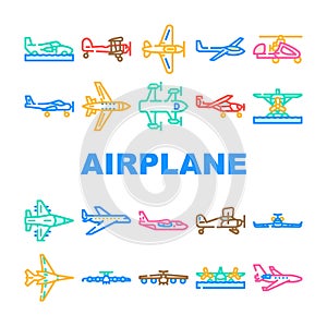 plane flight travel aircraft icons set vector