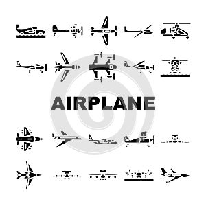 plane flight travel aircraft icons set vector