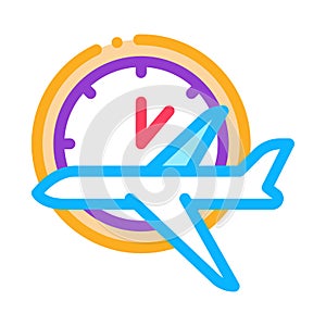 Plane Fly Time Or Lateness Icon Thin Line Vector