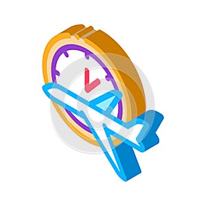 Plane Fly Time Or Lateness isometric icon vector illustration