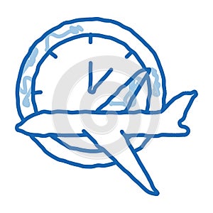 Plane Fly Time Or Lateness doodle icon hand drawn illustration photo
