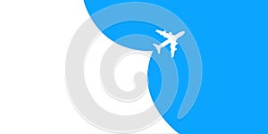 Plane flying on blue sky travel concept, airplane fly. Passenger plane, jet commercial aircraft - vector