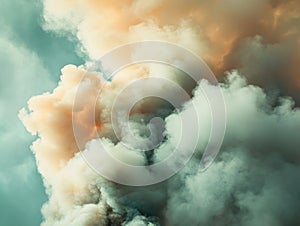 Plane flying through smoke cloud