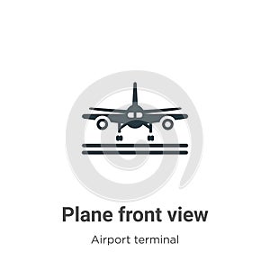 Plane front view vector icon on white background. Flat vector plane front view icon symbol sign from modern airport terminal