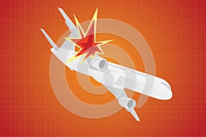 Plane hijack hijacking illustration with gun pistols