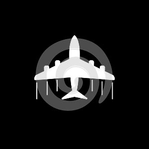 Plane icon. Airplane flat vector illustration on grey background