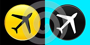 Plane icon flat exclusive button set