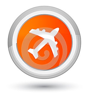 Plane icon prime orange round button