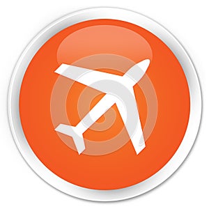 Plane icon premium orange round button