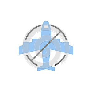 Plane icon and prohibited sign,Icon,Vector and Illustration