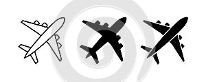 Plane icon set, airplane symbol in flat style