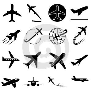 Plane icon vector set. aviation illustration sign collection. travel symbol. aircraft logo. photo