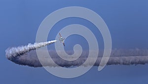 Plane jet of Soloist at the italian tricolor arrows air show