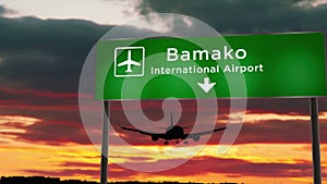 Plane landing in Bamako Mali airport