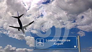 Plane landing in London Heathrow