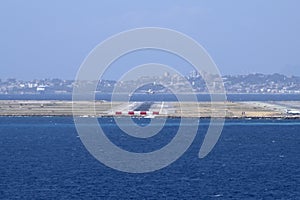 Plane landing in nice airport france