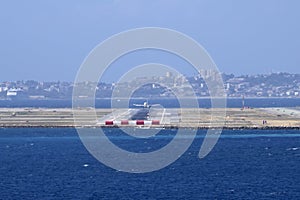 Plane landing in nice airport france