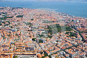 The air view of historic part of Lisbon. Lapa district. Lisbon. Portugal photo