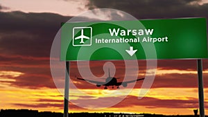 Plane landing in Warsaw Poland