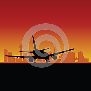 Plane lands color vector